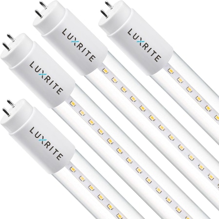 Luxrite T8 LED Tube Light Bulbs 13W (32W Equivalent) 1900LM 3000K Soft White Type A+B G13 Base 4-Pack LR34195-4PK